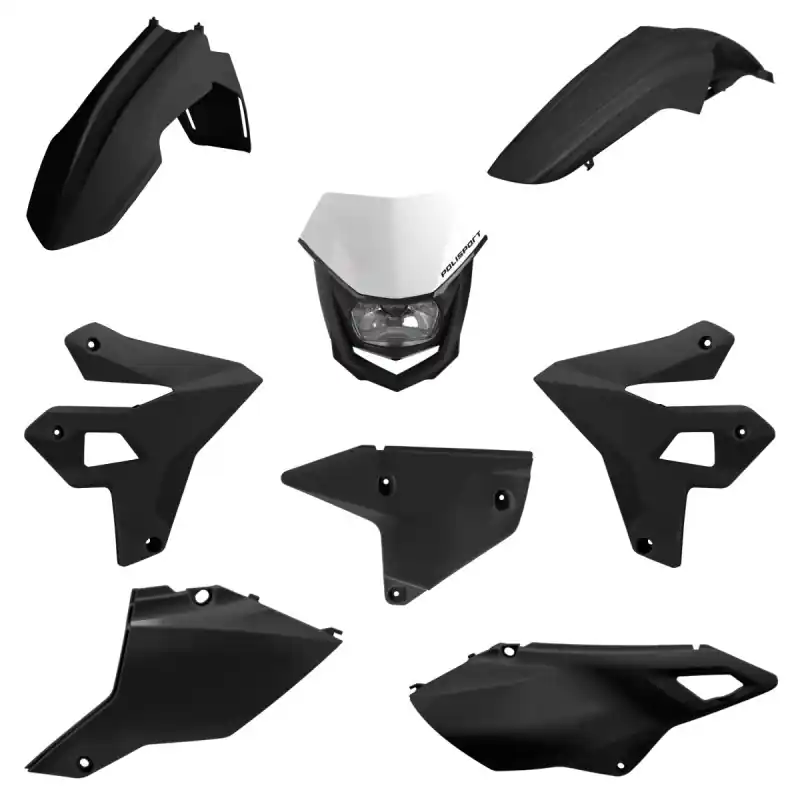 POLISPORT KOMPLET PLASTIKÓW SUZUKI DR-Z 400 (DRZ400) ‘00-‘24 W ZESTAWIE LAMPA PRZEDNIA (RESTYLING) KOLOR CZARNY Do wyczerpania zapasów