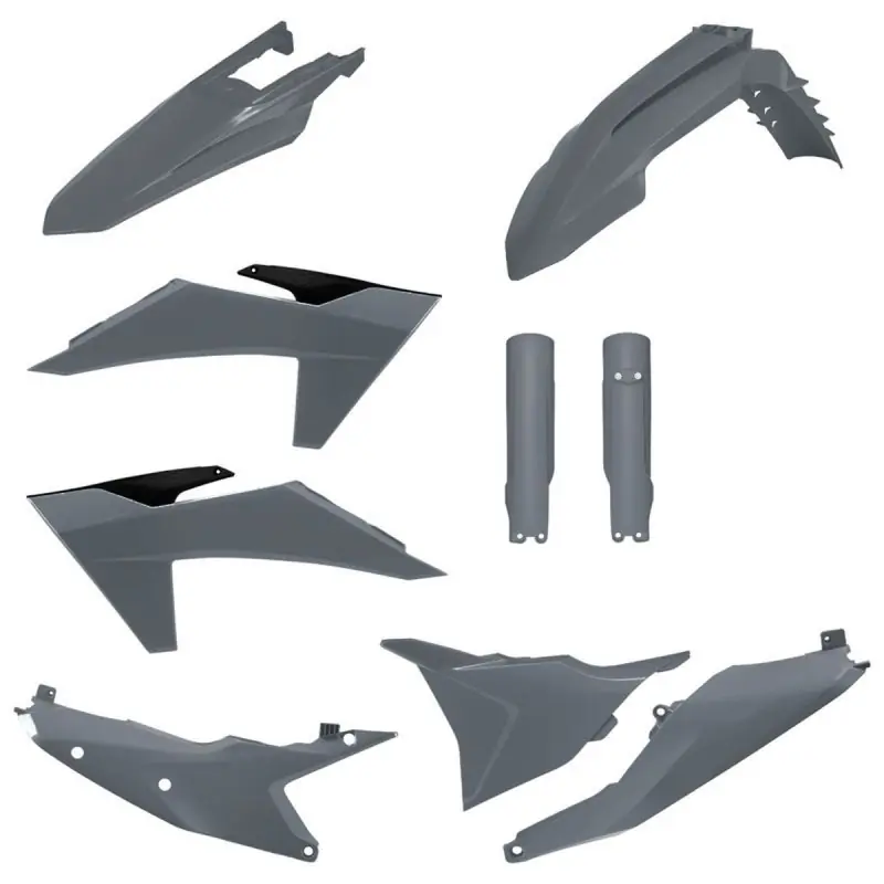 Popularny POLISPORT KOMPLET PLASTIKÓW (FULL KIT) KTM EXC/EXC-F/XC-W/XC-WF TBI ‘24-‘25 W ZESTAWIE OSŁONY AMORTYZATORÓW (8352500003) KOLOR SZARY (N-GRAY)