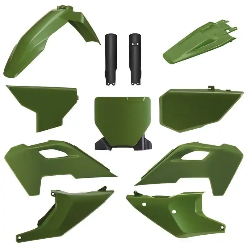 Tani POLISPORT KOMPLET PLASTIKÓW (FULL KIT) HUSQVARNA TC/FC ‘23-‘25 W ZESTAWIE TABLICA PRZEDNIA (8671700004) I OSŁONY AMORTYZARORÓW (8352500002) KOLOR (GREEN FLOW)