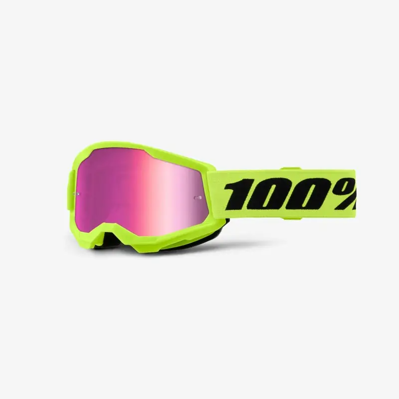 Okazja 100 PROCENT GOGLE STRATA 2 YOUTH JUNIOR NEON YELLOW - MIRROR PINK LENS - KOLOR ŻÓŁTY FLUO/CZARNY SZYBKA RÓŻOWE LUSTRO