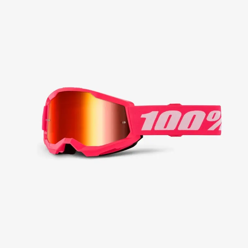 Szybka dostawa 100 PROCENT GOGLE STRATA 2 YOUTH JUNIOR PINK - MIRROR RED LENS - KOLOR RÓŻOWY/BIAŁY SZYBKA CZERWONE LUSTRO