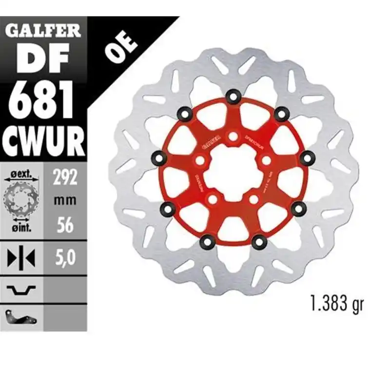 Wyprzedaż GALFER TARCZA HAMULCOWA PRZÓD / TYŁ HARLEY-DAVIDSON (292X56X5) (WAVE) PŁYWAJĄCA KOLOR CZERWONY