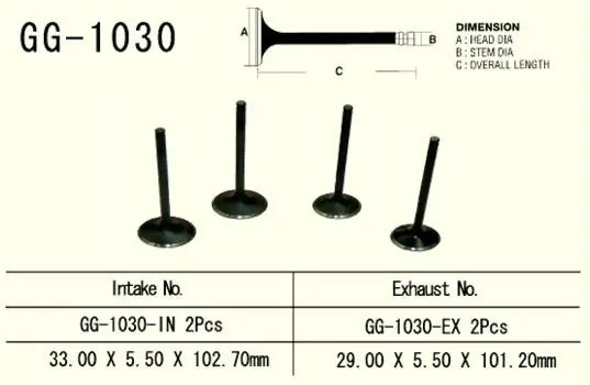 Zawór wydechowy stalowy Honda TRX400EX 99-08 XR400 96-06 TRX500 FGA/FPA 04-14 (14721-HN2-000 14721-KCY-000 14721-KCY-670)(MADE IN JAPAN) Vesrah GG-1030-EX Rabat