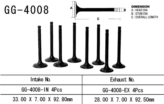 Wyjątkowa oferta VESRAH ZAWÓR SSĄCY KAWASAKI KZ 650C/E/B/D ‘77-‘80 (33,0 X 7,0 X 92,8 MM) (OEM 12005-008) (1SZT.) (MADE IN JAPAN)