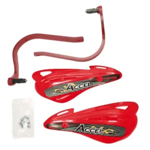 ACCEL OSŁONY RĄK (HANDBARY) Z MOCOWANIEM ALUMINIOWYM ATV (22+28MM) (ALU-CZERWONY, PLASTIK-CZERWONY) Szybka dostawa