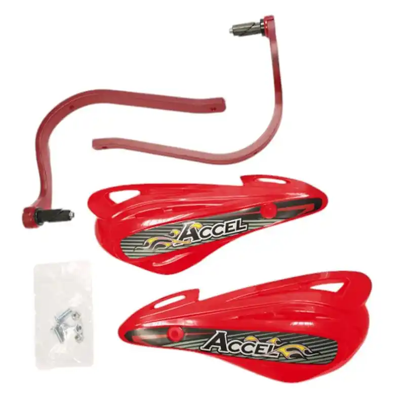 ACCEL OSŁONY RĄK (HANDBARY) Z MOCOWANIEM ALUMINIOWYM ATV (22+28MM) (ALU-CZERWONY, PLASTIK-CZERWONY) Szybka dostawa