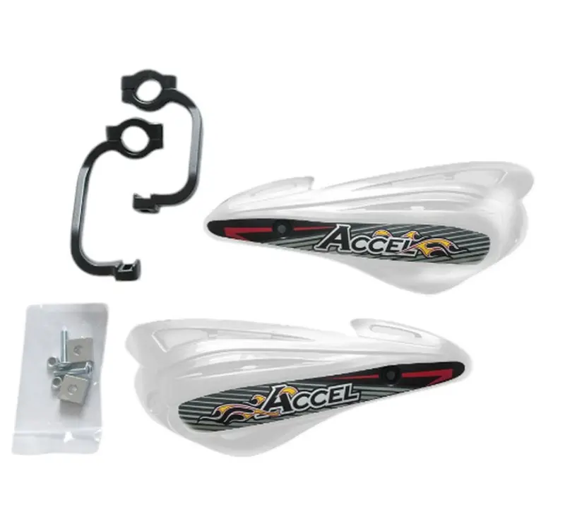 Niska cena ACCEL OSŁONY RĄK (HANDBARY) Z MOCOWANIEM ALUMINIOWYM MX (22+28MM) (ALU-CZARNY, PLASTIK-BIAŁY)
