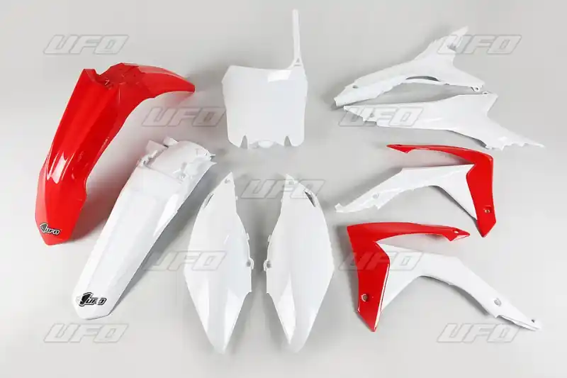 Bezpieczne zakupy UFO KOMPLET PLASTIKÓW HONDA CRF 250R 14-17, CRF 450R 13-16 Z OSŁONAMI FILTRA POWIETRZA KOLOR OEM (CZERWONY/BIAŁY) (HO121E999)