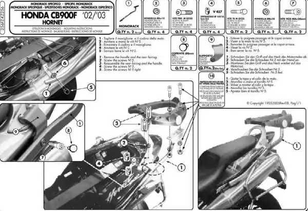 KAPPA STELAŻ KUFRA CENTRALNEGO HONDA CB 900 HORNET (02-07) ( BEZ PŁYTY ) Łatwy zwrot