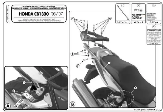KAPPA STELAŻ KUFRA CENTRALNEGO HONDA CB 1300/S (03-09) ( BEZ PŁYTY ) Wysoka jakość