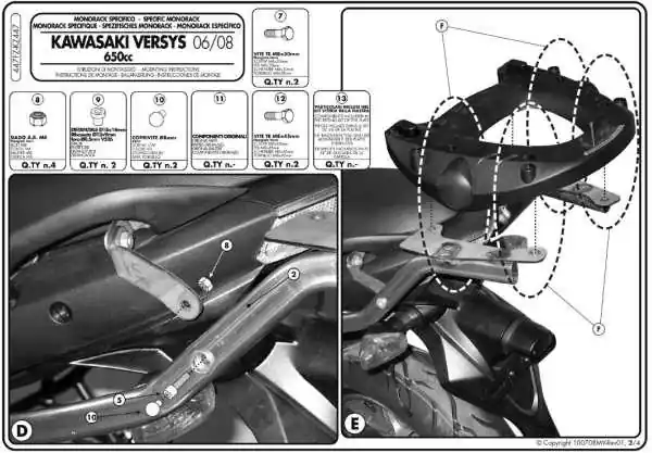 Nowy KAPPA STELAŻ KUFRA CENTRALNEGO KAWASAKI VERSYS 650 (06-09) ( BEZ PŁYTY )