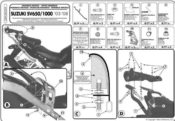 KAPPA STELAŻ KUFRA CENTRALNEGO SUZUKI SV 650 / S (03-08) ( BEZ PŁYTY ) Bezpieczna płatność