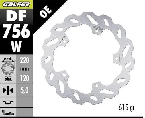Tylko dziś GALFER TARCZA HAMULCOWA TYŁ BMW HP 4 ‘12-; M 1000R ‘21-; S 1000 R ‘14-‘23; S 1000RR ‘09-‘20 (WAVE FIXED) (220X120X5MM)