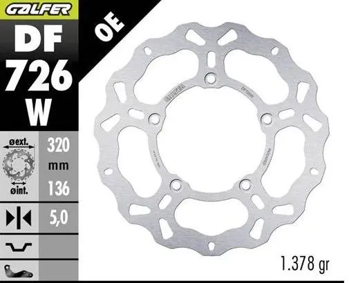 GALFER TARCZA HAMULCOWA TYŁ BMW K 1600GT ‘11; K 1600 GRAND AMERICA ‘18- (WAVE FIXED) (320X136X5MM) Tani