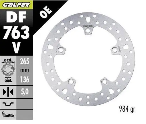 Taniej GALFER TARCZA HAMULCOWA TYŁ BMW F 650GS 800/ K1200/ R1200 (265X136X5) (NG1045)