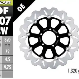 GALFER TARCZA HAMULCOWA PRZÓD DUCATI DIAVEL 1200 ‘11-; HYPERMOTARD 939/950 ‘13-; MONSTER 796/797/821/1200 ‘10-; MULTISTRADA 937/950/1200 ‘10-; X DIAVEL 1260 ‘19- (WAVE FLOATING) (320X72X4,5MM) Ograniczona ilość