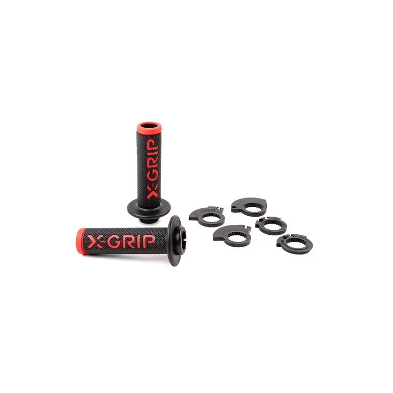 Hit cenowy X-GRIP MANETKI (GRIPY) BRAAAAP GRIPS LOCK-ON-GRIP (Z ADAPTERAMI ROLGAZU) RED OPEN END (Z OTWOREM) KOLOR CZERWONY
