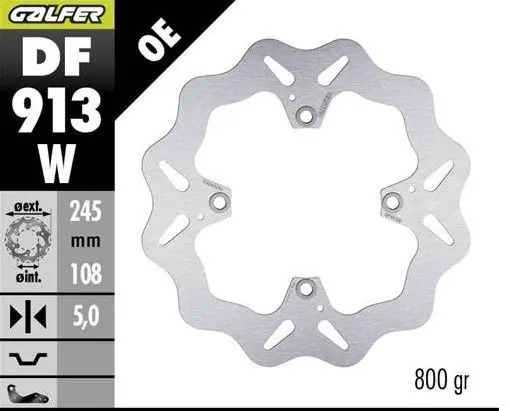 GALFER TARCZA HAMULCOWA TYŁ DUCATI HYPERMOTARD 939/950 ‘13-; MONSTER 796/1100 ‘09- (WAVE DISC) (245X108X5MM) Ostatnie sztuki