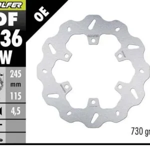 GALFER TARCZA HAMULCOWA TYŁ DUCATI 350/400/600/620/750/800/851/888/ 900/907/959 ‘89-; MONSTER 600/620/695/696/750/800/821/937 ‘94-; SCRAMBLER 800/1000 ‘15-(WAVE DISC) (245X115X4,5MM) Hit sprzedaży