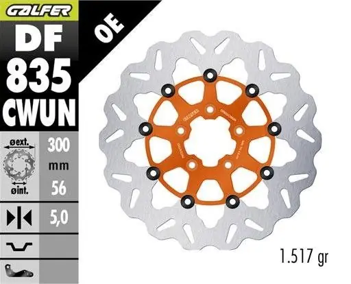 Ograniczona ilość GALFER TARCZA HAMULCOWA PRZÓD HARLEY-DAVIDSON (300X56X5) PŁYWAJĄCA KOLOR POMARAŃCZOWY