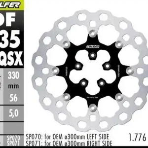 GALFER TARCZA HAMULCOWA PRZÓD HARLEY-DAVIDSON (330X56X5) PŁYWAJĄCA (CUBIQ) (SUPER OVERSIZE) (WYMAGA SP070; SP071) Premium