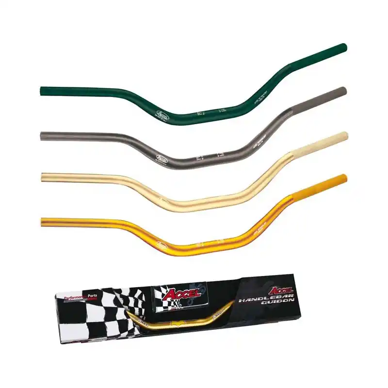 Zamów teraz ACCEL KIEROWNICA ALUMINIOWA 28,6 MM TAPER MX WZÓR YAMAHA YZ WYSOKA (7075-T6) ERGAL KOLOR CZARNY (SZER. 803MM, WYS. 92MM)