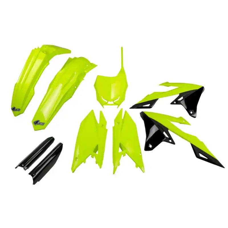 UFO KOMPLET PLASTIKÓW (FULL KIT) Z OSŁONAMI TELESKOPÓW (AMORTYZATORÓW) SUZUKI RMZ 250 ‘19- ‘25, RMZ 450 ‘18- ‘25 KOLOR ŻÓLTY F Ograniczona ilość