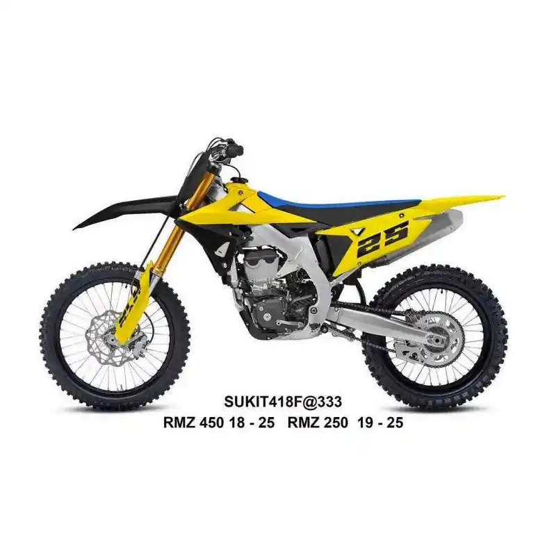 Tylko do końca tygodnia UFO KOMPLET PLASTIKÓW (FULL KIT) Z OSŁONAMI TELESKOPÓW (AMORTYZATORÓW) SUZUKI RMZ 250 ‘19- ‘25, RMZ 450 ‘18- ‘25 KOLOR ŻÓŁTY /