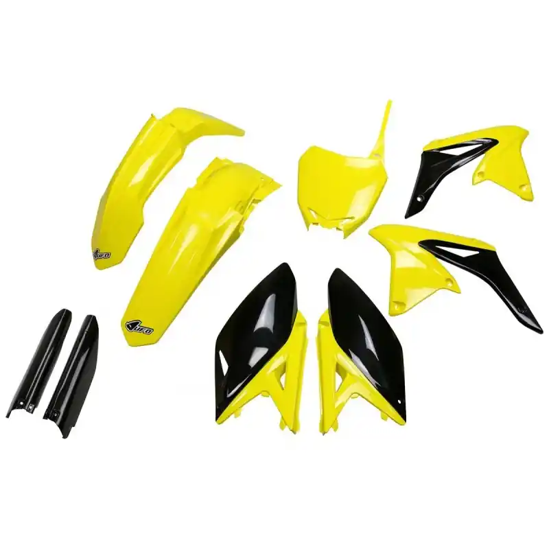 UFO KOMPLET PLASTIKÓW (FULL KIT) Z OSŁONAMI TELESKOPÓW (AMORTYZATORÓW) SUZUKI RMZ 250 ‘10- ‘18 KOLOR OEM ‘17 (ŻÓŁTY/CZARNY) (S Cena promocyjna