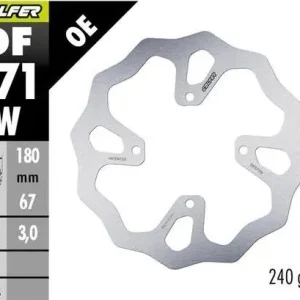 GALFER TARCZA HAMULCOWA TYŁ KTM 65 SX ‘25-, HUSQVARNA TC 65 ‘25-, GAS GAS MC 65 ‘25- (180X67X3) WAVE Wyjątkowa oferta