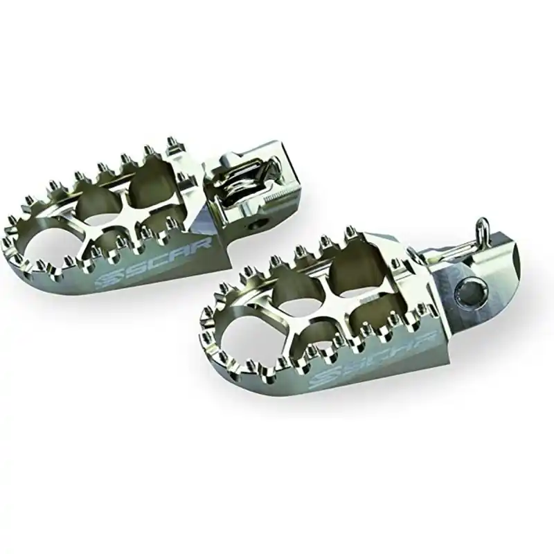SCAR RACING PODNÓŻKI PEGI ALUMINIOWE KAWASAKI KXF ‘06- ‘17, KXF 450 ‘07- ‘17, CRF 250 ‘02- ‘17 KOLOR TYTANOWY Do wyczerpania zapasów