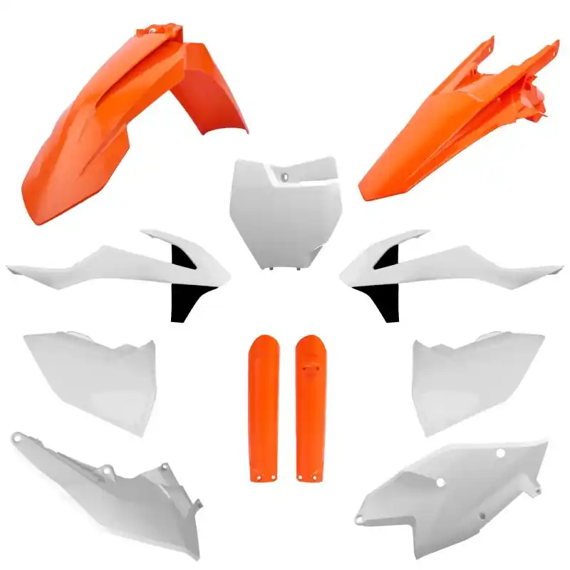 Ekspresowa dostawa POLISPORT KOMPLET PLASTIKÓW (FULL KIT) KTM SX/SX-F/XC-F ‘16-‘18 W ZESTAWIE TABLICA PRZEDNIA (8664900001) I OSŁONY AMORTYZATORÓW (8398600005) KOLOR POMARAŃCZOWY BIAŁE CZARNY