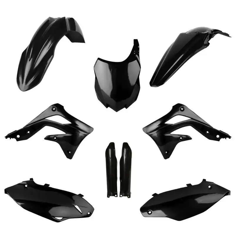 POLISPORT KOMPLET PLASTIKÓW (FULL KIT) KAWASAKI KX 450F ‘13-‘15 W ZESTAWIE TABLICA PRZEDNIA (8659200003) I OSŁONY AMORTYZARORÓW (8351800002) KOLOR CZARNY Darmowy zwrot