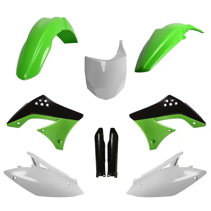 POLISPORT KOMPLET PLASTIKÓW (FULL KIT) KAWASAKI KX 450F ‘09-‘11 W ZESTAWIE TABLICA PRZEDNIA (8656800002) I OSŁONY AMORTYZARORÓW (8351800002) KOLOR ZIELONY Bezpieczna płatność