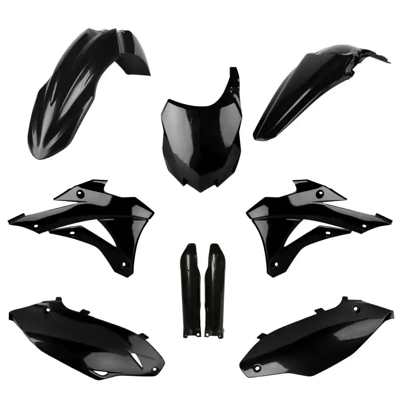 POLISPORT KOMPLET PLASTIKÓW (FULL KIT) KAWASAKI KX 250F ‘13-‘16 W ZESTAWIE TABLICA PRZEDNIA (8659200003) I OSŁONY AMORTYZARORÓW (8351800002) KOLOR CZARNY Ostatnie sztuki
