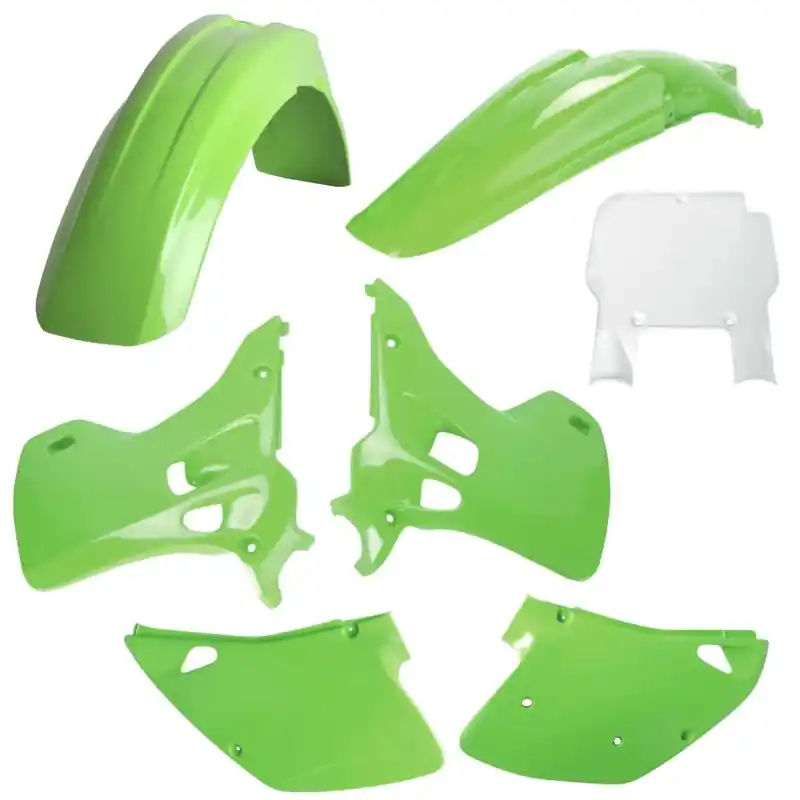 Najlepsza cena POLISPORT KOMPLET PLASTIKÓW (FULL KIT) KAWASAKI KX 125/250 ‘93 W ZESTAWIE TABLICA PRZEDNIA (8672800002) KOLOR ZIELONY OEM