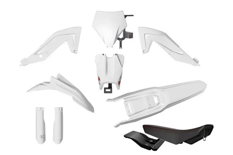 Dostępne od ręki RACETECH (RTECH) 2025/12 KOMPLET PLASTIKÓW Z OSŁONAMI TELESKOPÓW I SIEDZENIEM TALARIA STING MX4 / MX5 / TL 4000 / 5500 ‘23-‘25 KOLOR BIAŁY