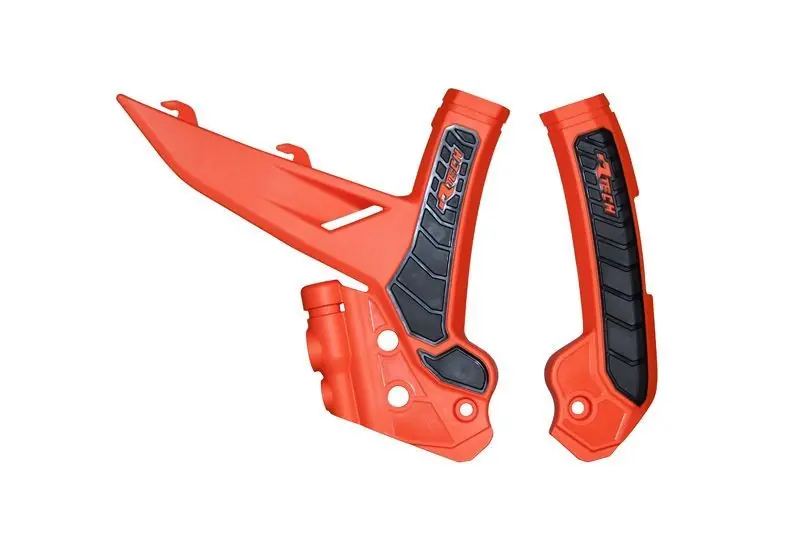 RACETECH (RTECH) 2025/12 OSŁONY RAMY (KOMPLET) BI-MATERIAL SUPER GRIP KTM EXC / EXCF 150 / 250 / 300 / 450 / 500 ‘24, SX 250 / 300 ‘23-24, SXF 250 / 350 / 450 ‘23-24, XC / XCF 125 / 250 / 300 / 350 / 450 ‘23-24 KOLOR POMARAŃCZOWY / CZARNY Ostatnia szansa