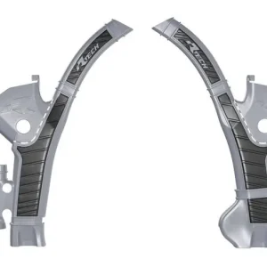 Dostępne od ręki RACETECH (RTECH) 2025/12 OSŁONY RAMY (KOMPLET) BI-MATERIAL SUPER GRIP STARK FUTURE VARG SMX1 ‘23-‘25 KOLOR SREBRNY / CZARNY