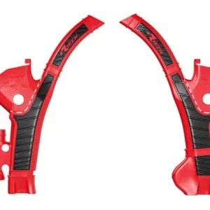 Popularny RACETECH (RTECH) 2025/12 OSŁONY RAMY (KOMPLET) BI-MATERIAL SUPER GRIP STARK FUTURE VARG SMX1 ‘23-‘25 KOLOR CZERWONY / CZARNY