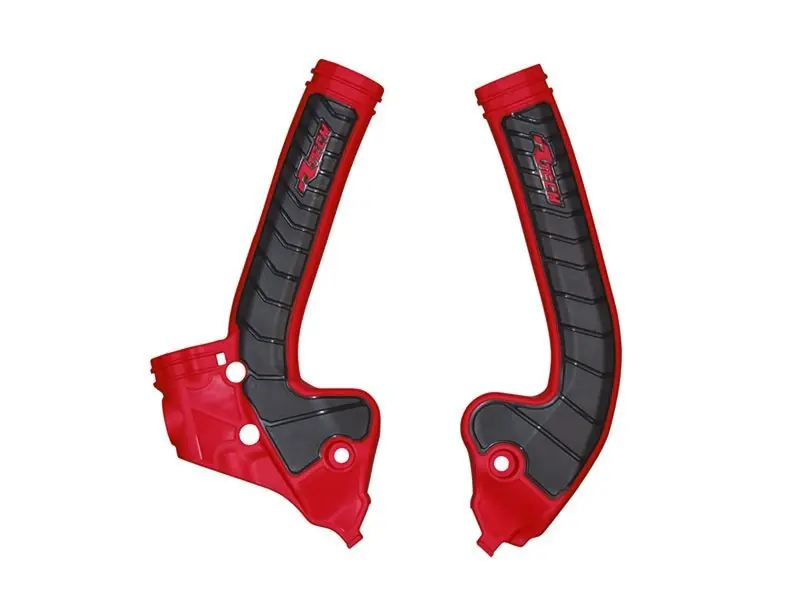 Tani RACETECH (RTECH) 2025/12 OSŁONY RAMY (KOMPLET) BI-MATERIAL SUPER GRIP GAS GAS MC 85 ‘21-‘24 KOLOR CZERWONY / CZARNY