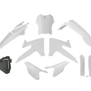 Premium RACETECH (RTECH) 2025/12 KOMPLET PLASTIKÓW Z OSŁONAMI TELESKOPÓW TRIUMPH TF 250 X ‘24-‘26, TF 450 RC ‘25-‘26 KOLOR BIAŁY
