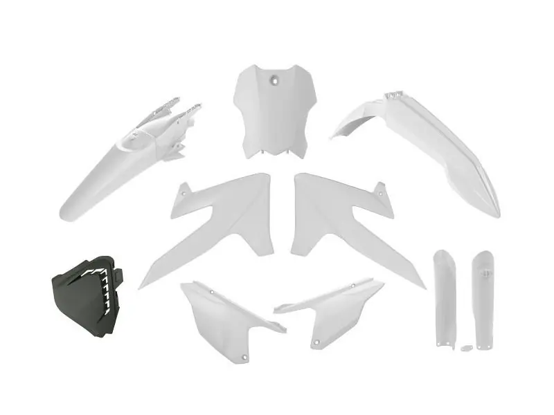 Premium RACETECH (RTECH) 2025/12 KOMPLET PLASTIKÓW Z OSŁONAMI TELESKOPÓW TRIUMPH TF 250 X ‘24-‘26, TF 450 RC ‘25-‘26 KOLOR BIAŁY