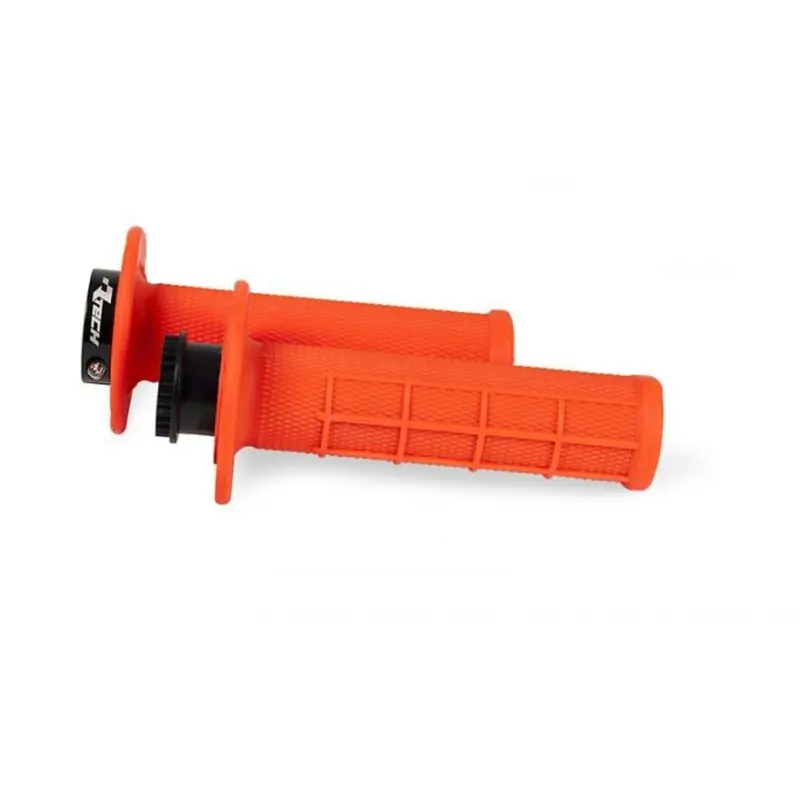 Nowość RACETECH (RTECH) MANETKI R20 LOCK-ON (22+25MM) KOLOR POMARAŃCZOWY NEON (HALF WAFFLE) + 8 ADAPTERÓW ROLGAZU