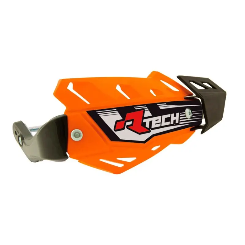 Popularny RACETECH (RTECH) OSŁONY RĄK (HANDBARY) FLX ATV/QUAD KOLOR POMARAŃCZOWY (Z 3 RODZAJAMI MOCOWAŃ DO KIEROWNICY)