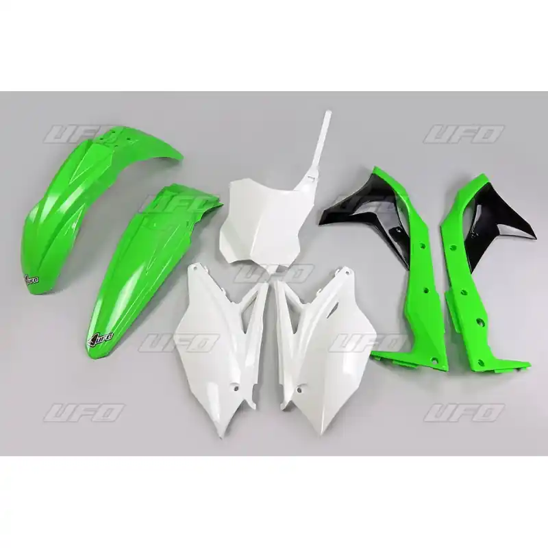 UFO KOMPLET PLASTIKÓW KAWASAKI KXF 250 ‘17 KOLOR OEM (ZIELONY/BIAŁY/CZARNY) (KA224E999) Popularny
