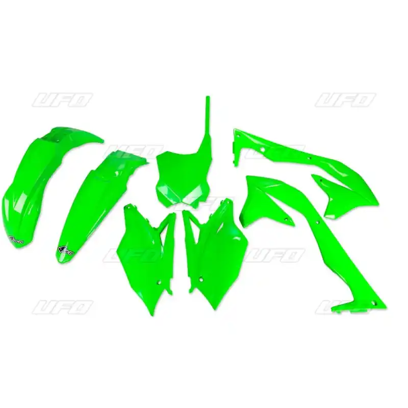 UFO KOMPLET PLASTIKÓW KAWASAKI KXF 450 ‘16- ‘17 KOLOR ZIELONY FLUO (KA223AFLU) Ekspresowa dostawa