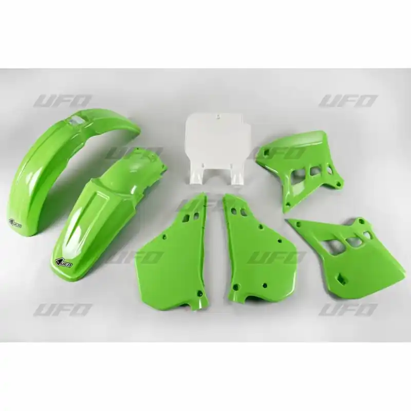 UFO KOMPLET PLASTIKÓW KAWASAKI KX 125 ‘90- ‘91, KOLOR OEM (ZIELONY/BIAŁY) (KA196E999) Nowy