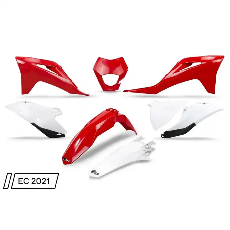 Wysoka jakość UFO KOMPLET PLASTIKÓW GAS GAS EC / EC-F 250 / 300 / 350 ‘21- ‘23 Z OSŁONĄ LAMPY KOLOR OEM (CZERWONY/BIAŁY)